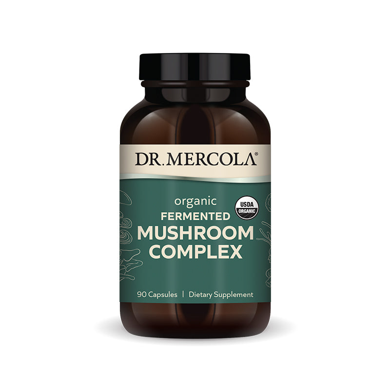 Dr. Mercola's Organic Fermented Mushroom Complex - supports immune function, cellular growth, detoxification, weight management, urinary, and digestive health. Available at BiosenseClinic.com.