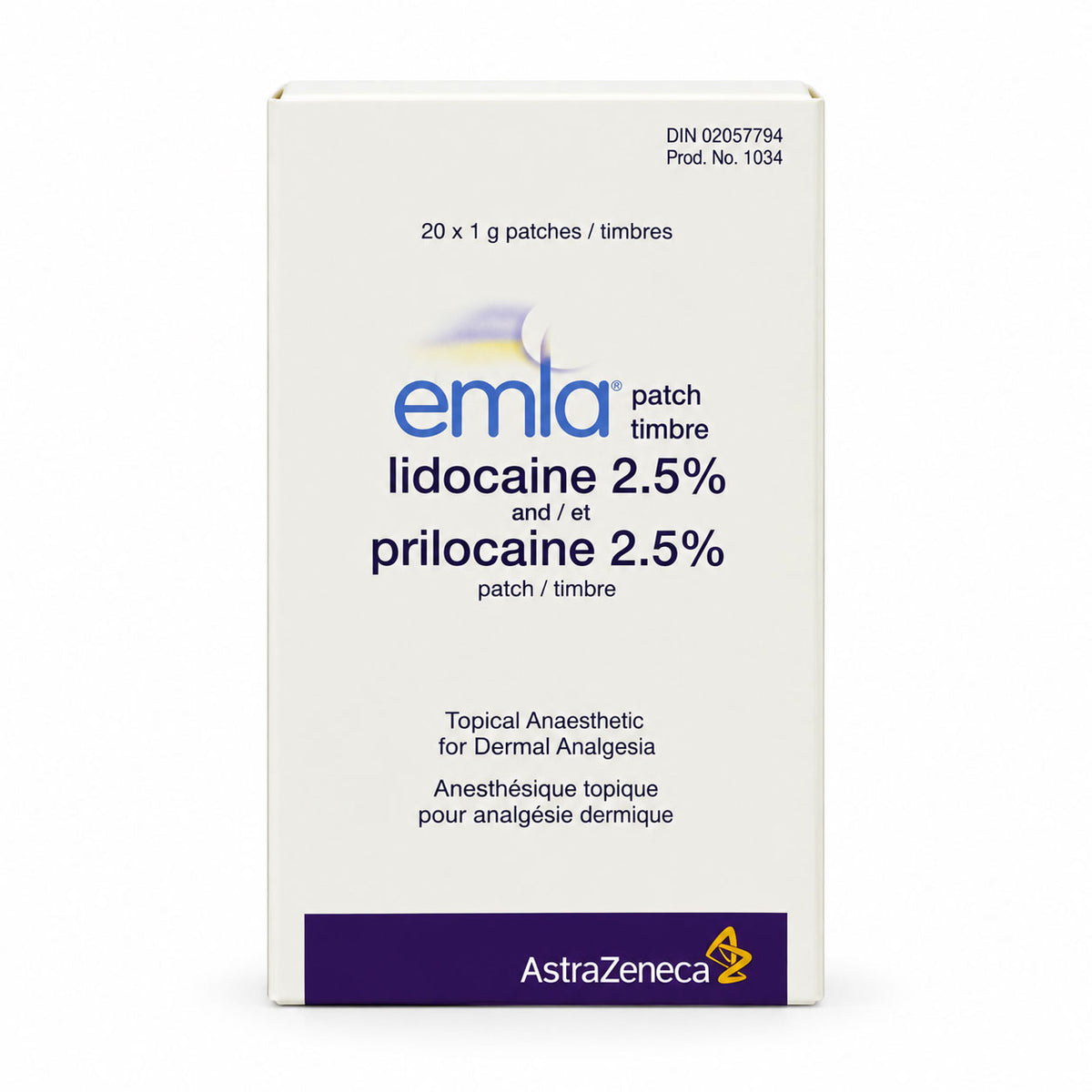 EMLA Patch Lidocaine 2.5% and Prilocaine 2.5% – Box of 20 Patches, 1g Each