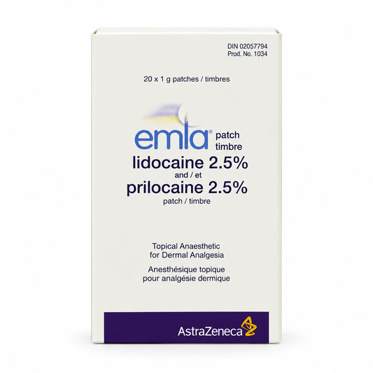 EMLA Patch Lidocaine 2.5% and Prilocaine 2.5% – Box of 20 Patches, 1g Each